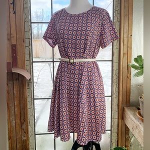 Lush boho geometric patterned flowy a-line mini dress